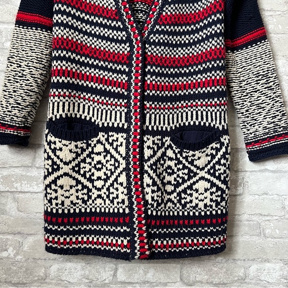 Free People Women's Medium Annabelle Wool Blend Knit Nordic Longline Cardigan - Picture 5 of 9